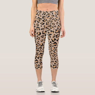 Leopard Print, Leopard Spots, Brown Leopard Capri Leggings