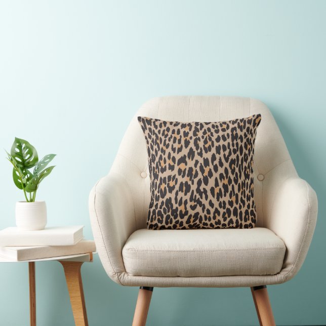 Leopard Print, Leopard Spots, Brown Leopard Cushion (Chair)