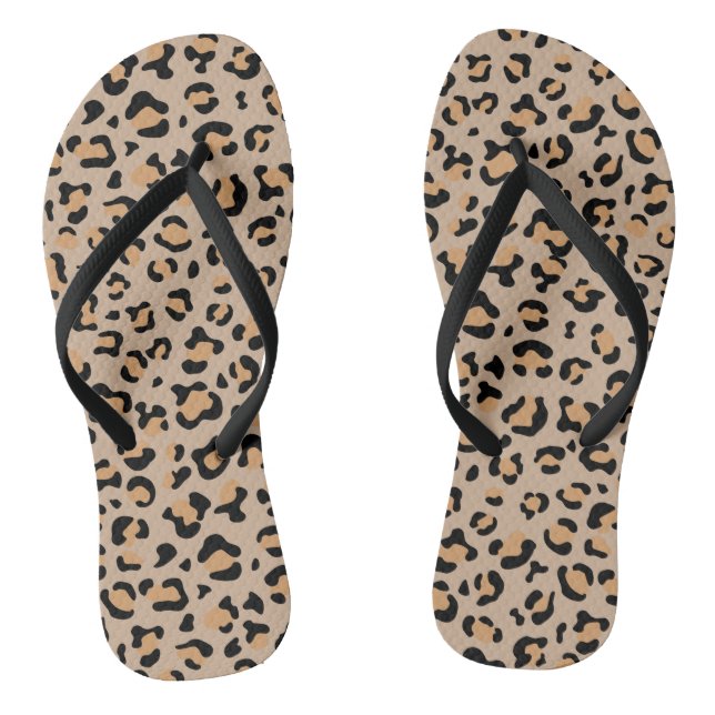 Leopard Print, Leopard Spots, Brown Leopard Flip Flops (Footbed)