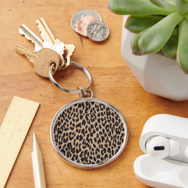 Leopard Print, Leopard Spots, Brown Leopard Key Ring (Desk)