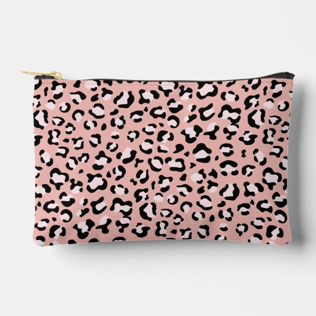 Leopard Print, Leopard Spots, Pink Leopard Accessory Pouch (Front)