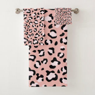 Leopard Print, Leopard Spots, Pink Leopard Bath Towel Set