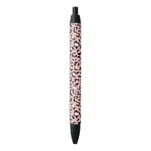 Leopard Print, Leopard Spots, Pink Leopard Black Ink Pen