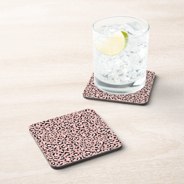 Leopard Print, Leopard Spots, Pink Leopard Coaster (Right Side)