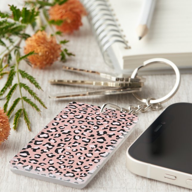 Leopard Print, Leopard Spots, Pink Leopard Key Ring (Front Right)