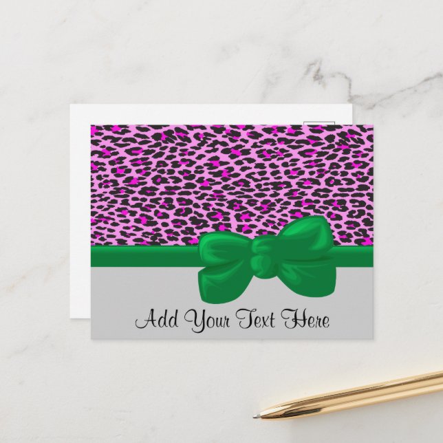 Leopard Print, Leopard Spots, Pink Leopard Postcard (Front/Back In Situ)