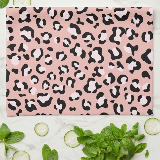 Leopard Print, Leopard Spots, Pink Leopard Tea Towel (Folded)
