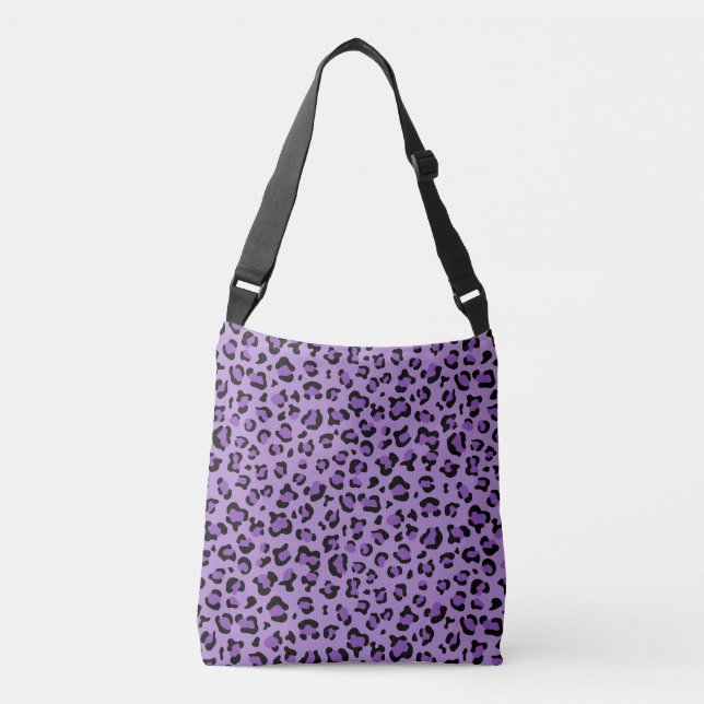 Leopard Print, Leopard Spots, Purple Leopard Crossbody Bag (Front)