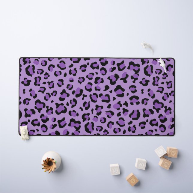 Leopard Print, Leopard Spots, Purple Leopard Desk Mat (Kids Table)