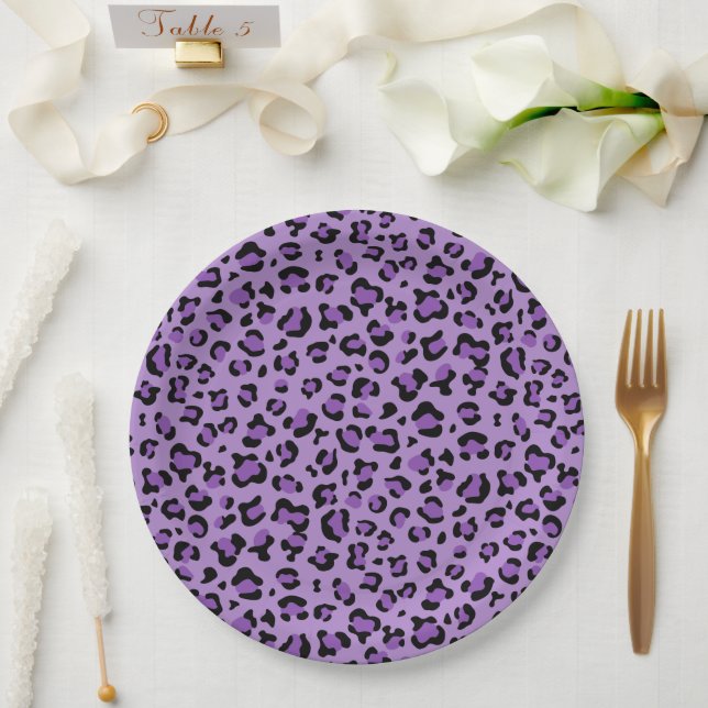 Leopard Print, Leopard Spots, Purple Leopard Paper Plate (Wedding)