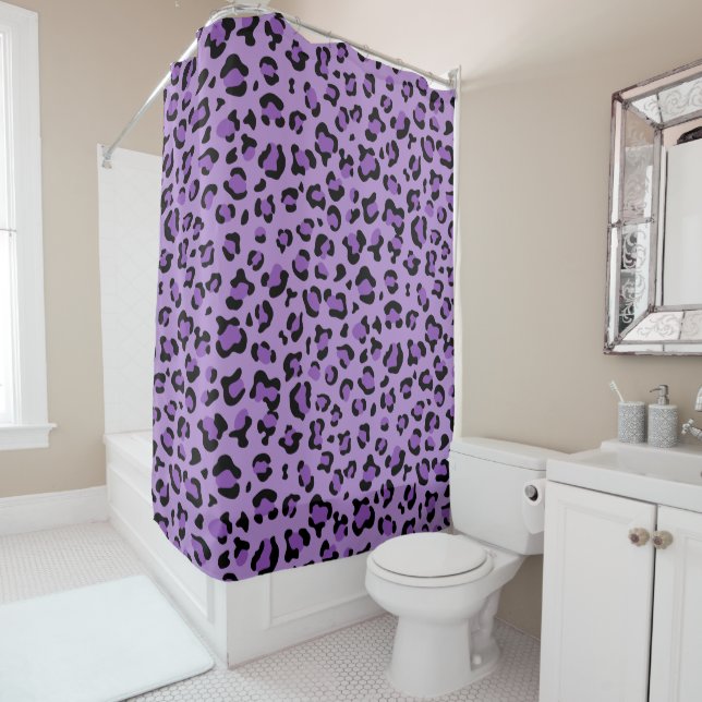 Leopard Print, Leopard Spots, Purple Leopard Shower Curtain (In Situ)