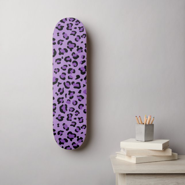 Leopard Print, Leopard Spots, Purple Leopard Skateboard (Wall Art)
