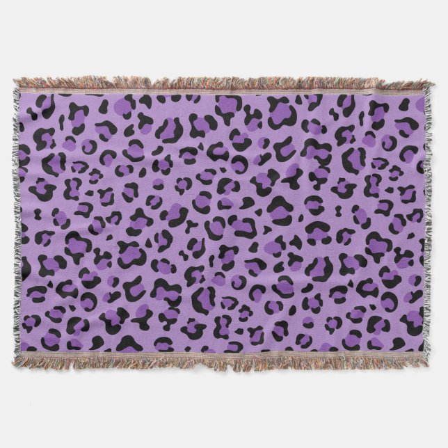 Leopard Print, Leopard Spots, Purple Leopard Throw Blanket (Front)
