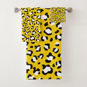 Leopard Print, Leopard Spots, Yellow Leopard Bath Towel Set