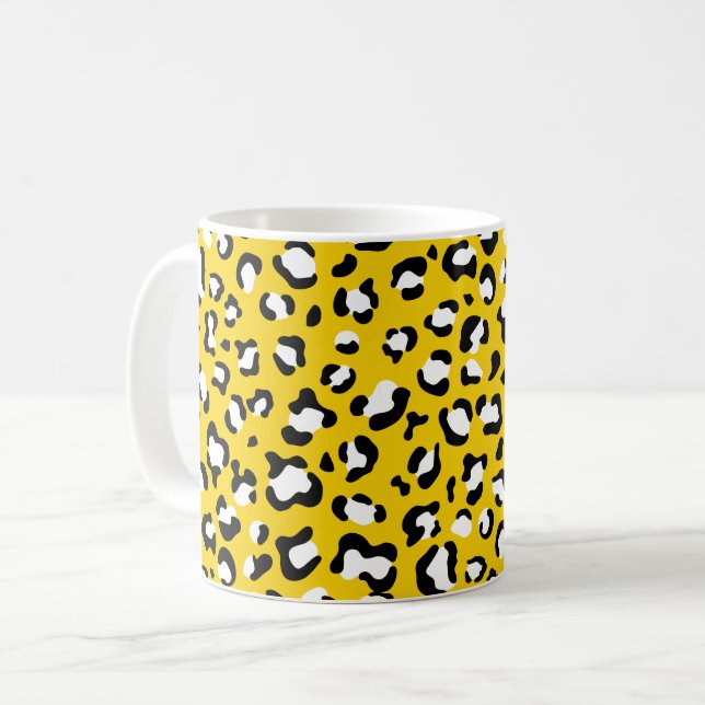 Leopard Print, Leopard Spots, Yellow Leopard Coffee Mug (Front Left)