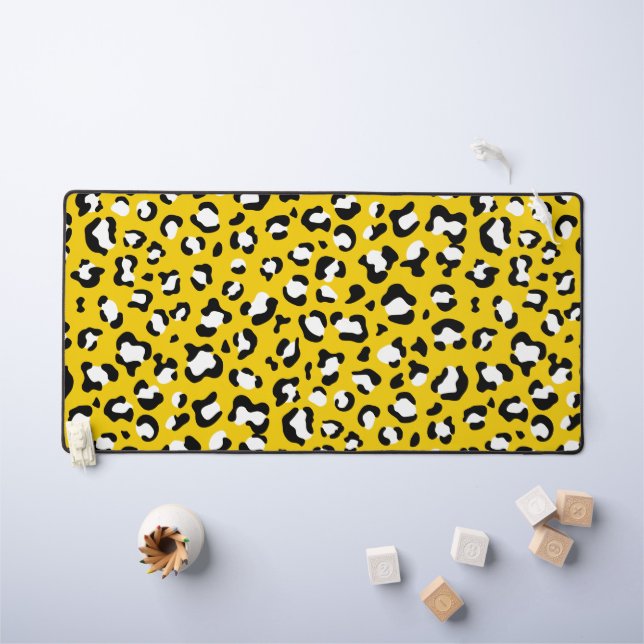 Leopard Print, Leopard Spots, Yellow Leopard Desk Mat (Kids Table)