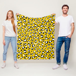 Leopard Print, Leopard Spots, Yellow Leopard Fleece Blanket