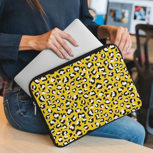 Leopard Print, Leopard Spots, Yellow Leopard Laptop Sleeve (Creator Uploaded)