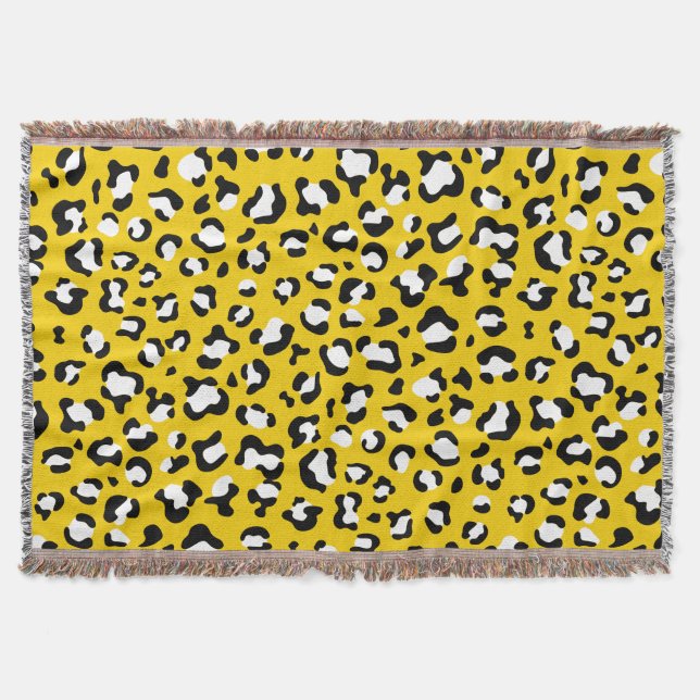 Leopard Print, Leopard Spots, Yellow Leopard Throw Blanket (Front)