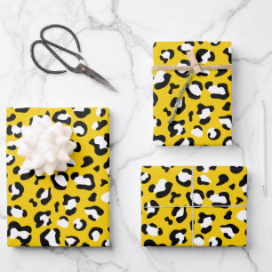 Leopard Print, Leopard Spots, Yellow Leopard Wrapping Paper Sheet