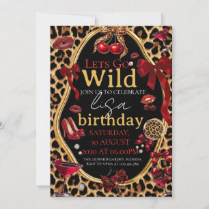 Leopard Print Lets Go Wild Birthday Invitation