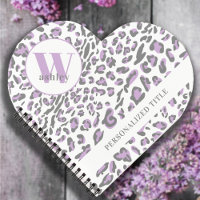 Leopard Print Lilac Grey Monogrammed Heart Shaped