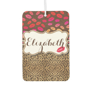 Leopard Print Lips Kisses Personalised Car Air Freshener