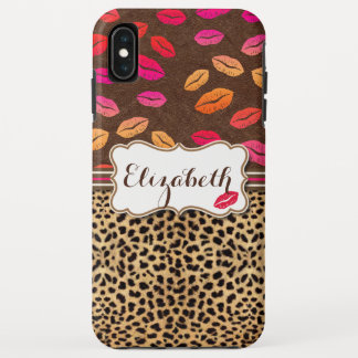 Leopard Print Lips Kisses Personalised iPhone XS Max Case