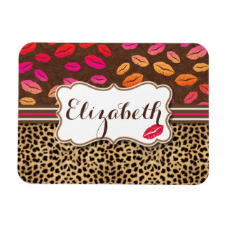 Leopard Print Lips Kisses Personalised Magnet