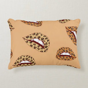 Leopard print lips seamless pattern,cheetah lips d decorative cushion