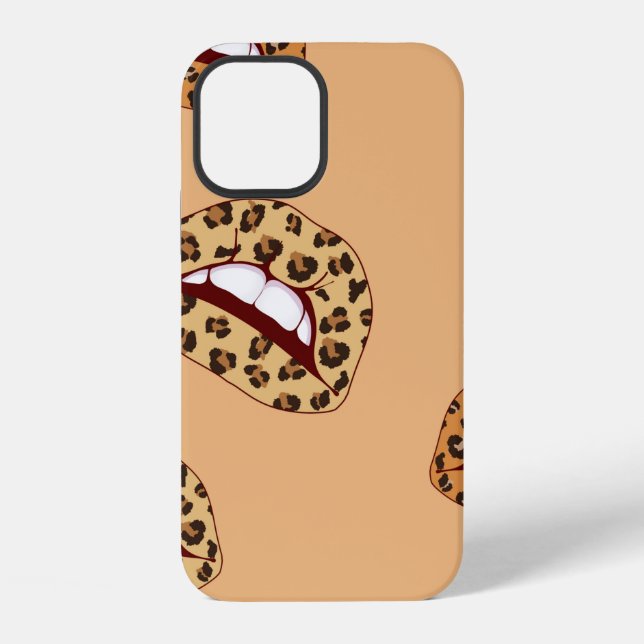 Leopard print lips seamless pattern,cheetah lips d iPhone case (Back)