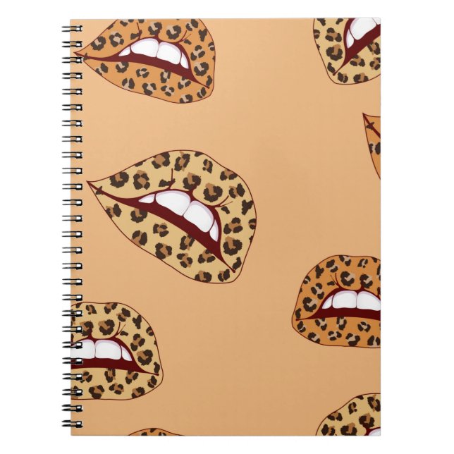 Leopard print lips seamless pattern,cheetah lips d notebook (Front)