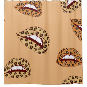 Leopard print lips seamless pattern,cheetah lips d shower curtain