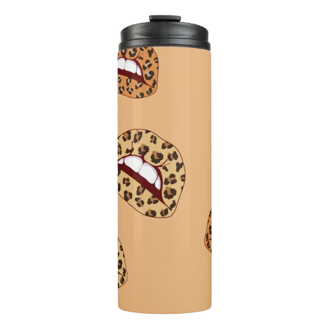 Leopard print lips seamless pattern,cheetah lips d thermal tumbler (Front)