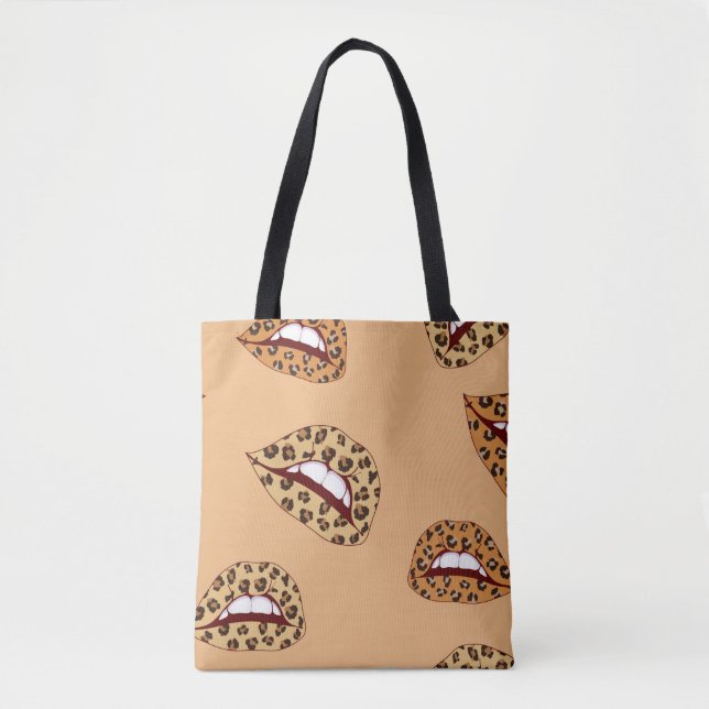 Leopard print lips seamless pattern,cheetah lips d tote bag (Front)