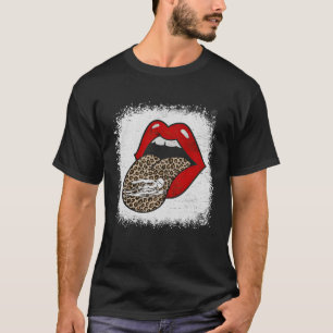 Leopard Print Lips Swimming Mum Mothers Day Bleach T-Shirt