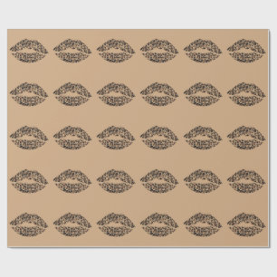Leopard Print Lips Throw Pillow Chic Glam Animal Wrapping Paper