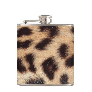 leopard print look texture hip flask