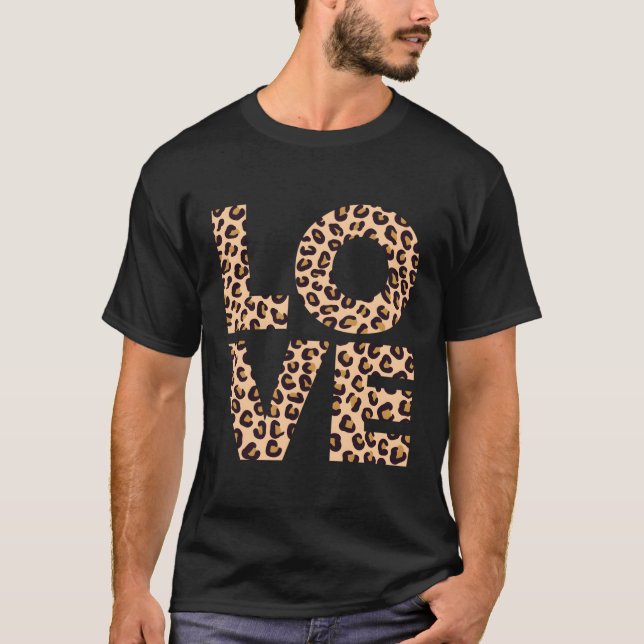 Leopard Print Love Heart Gift Cool Leopard Gift T-Shirt (Front)