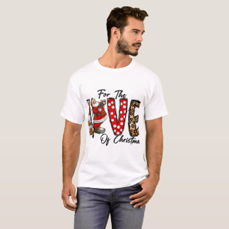 Leopard Print LOVE Of Christmas Buffalo Plaid Holi T-Shirt