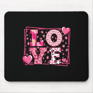 Leopard Print Love Red Lips Word Letter Cute Valen Mouse Mat