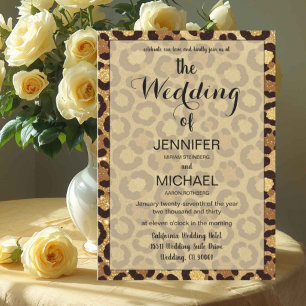Leopard Print Luxury QR Code Modern Wedding Invitation