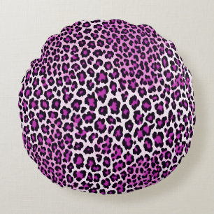 Leopard Print Magenta Pink Round Cushion