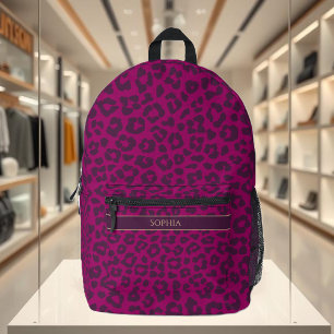 Leopard Print-Magenta- Printed Backpack