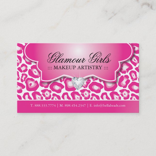 LEOPARD PRINT MAKEUP ARTIST BUSINESS CARDS (Front)
