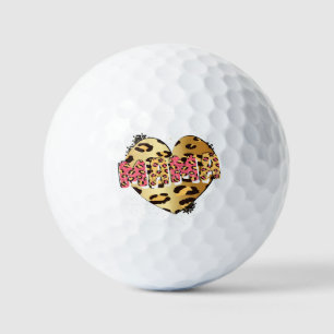 Leopard Print Mama Heart Golf Balls