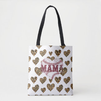 Leopard Print Mama Heart Tote Bag | Trendy Animal 