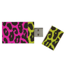 Leopard Print Maple Wood USB 2.0 Flash Drive