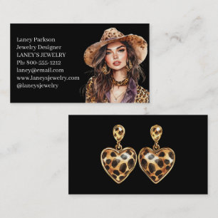 Leopard Print Model Fashion Jewellery Designer Business Card