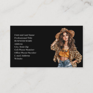 Leopard Print Model Fashion Woman Business Card